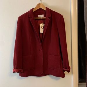DR2 Burgundy Textured Single-Button Blazer